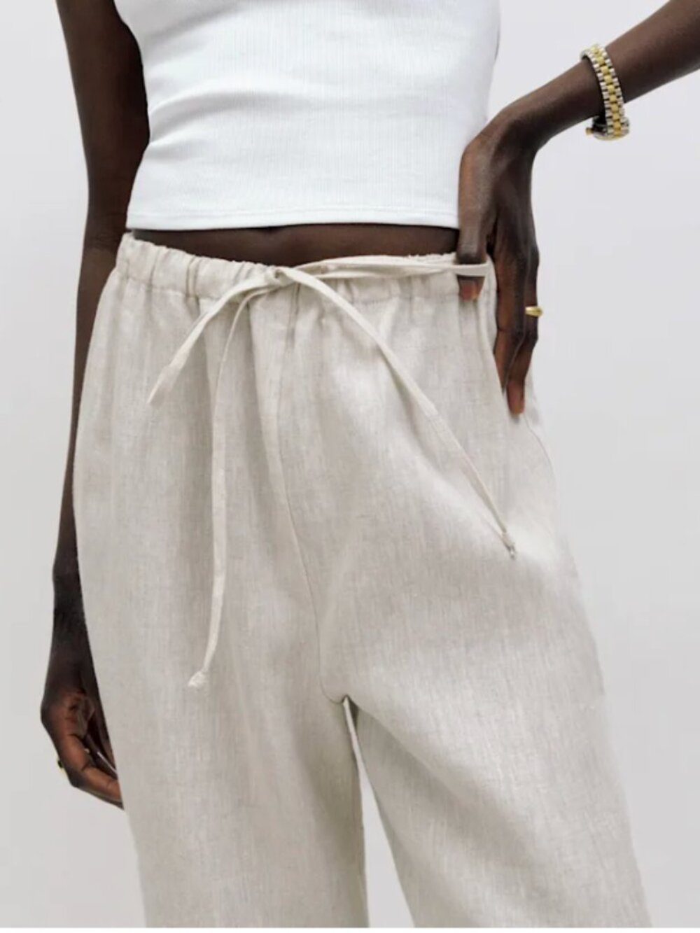 Reformation Olina Linen Pant Natural - Size M, NWT - Picture 2 of 3